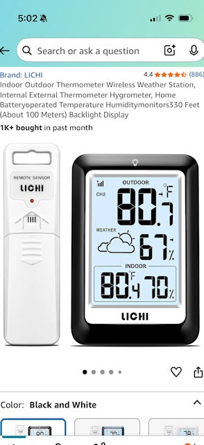 Indoor/Outdoor Thermometer Hygrometer