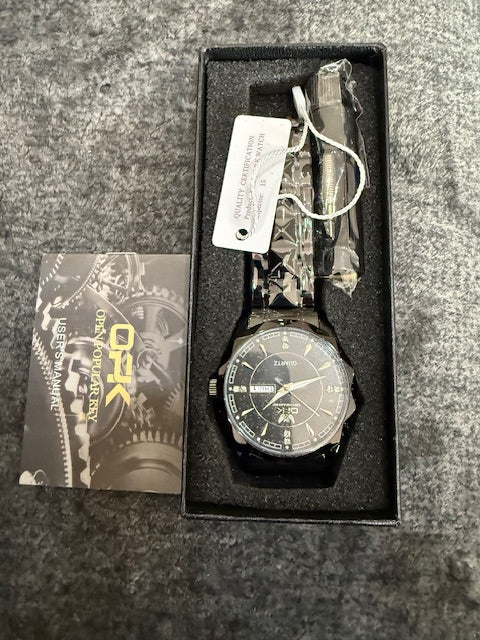 OPK Stainless Steele Black Men's Watch, Quartz