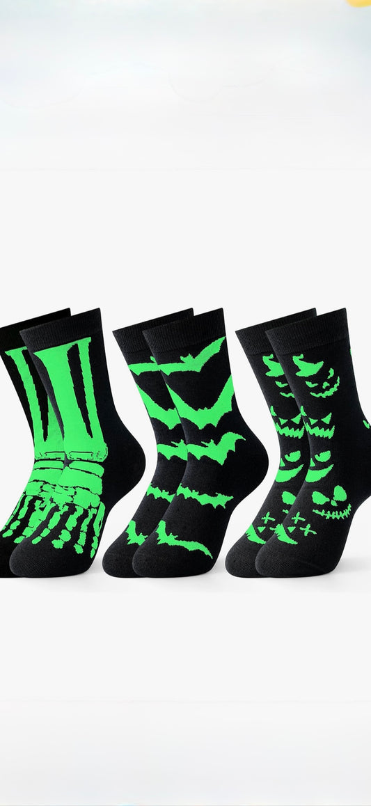 Black Glow in the Dark Halloween Socks