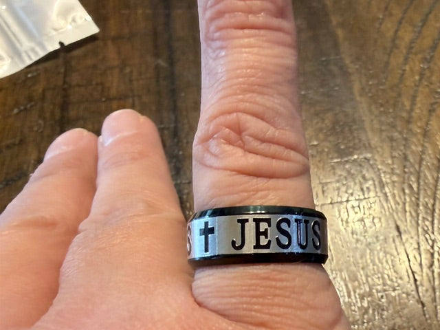 Jesus Silver/Black Ring