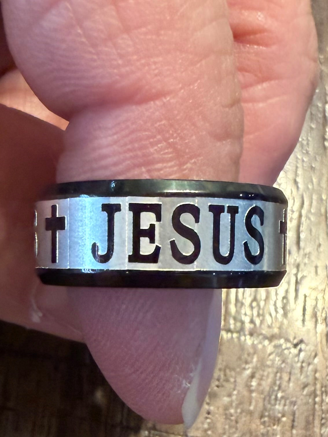 Jesus Silver/Black Ring